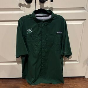 Columbia Men's Green Short-Sleeve Button-Down Outdoor Shirt - Stetson University